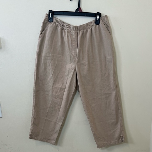 Southern Lady Taupe Elastic Waist Cropped Pants Size 12 - Picture 2 of 10